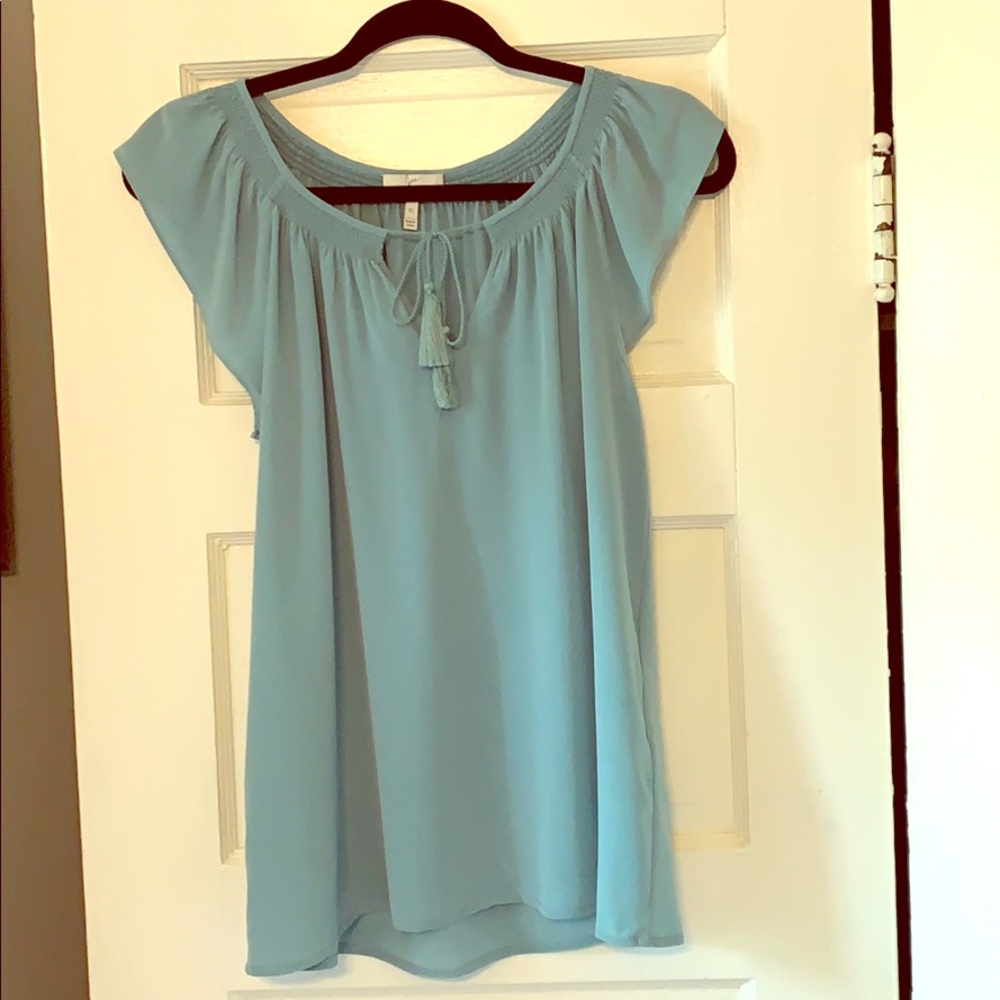 Silk tie-top flowy peasant blouse